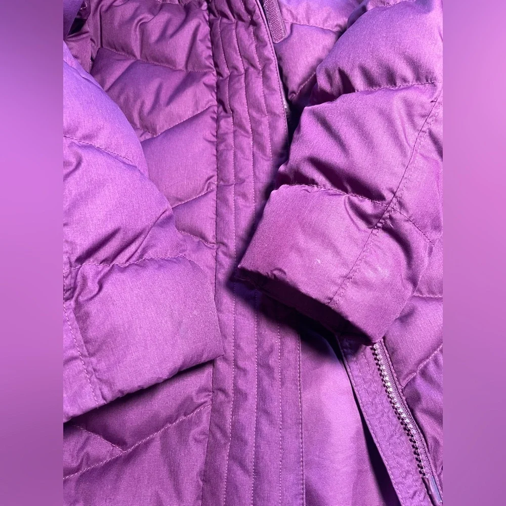 Marmot Puffer Coat with Fur Hood purple girls medium 700 down fill